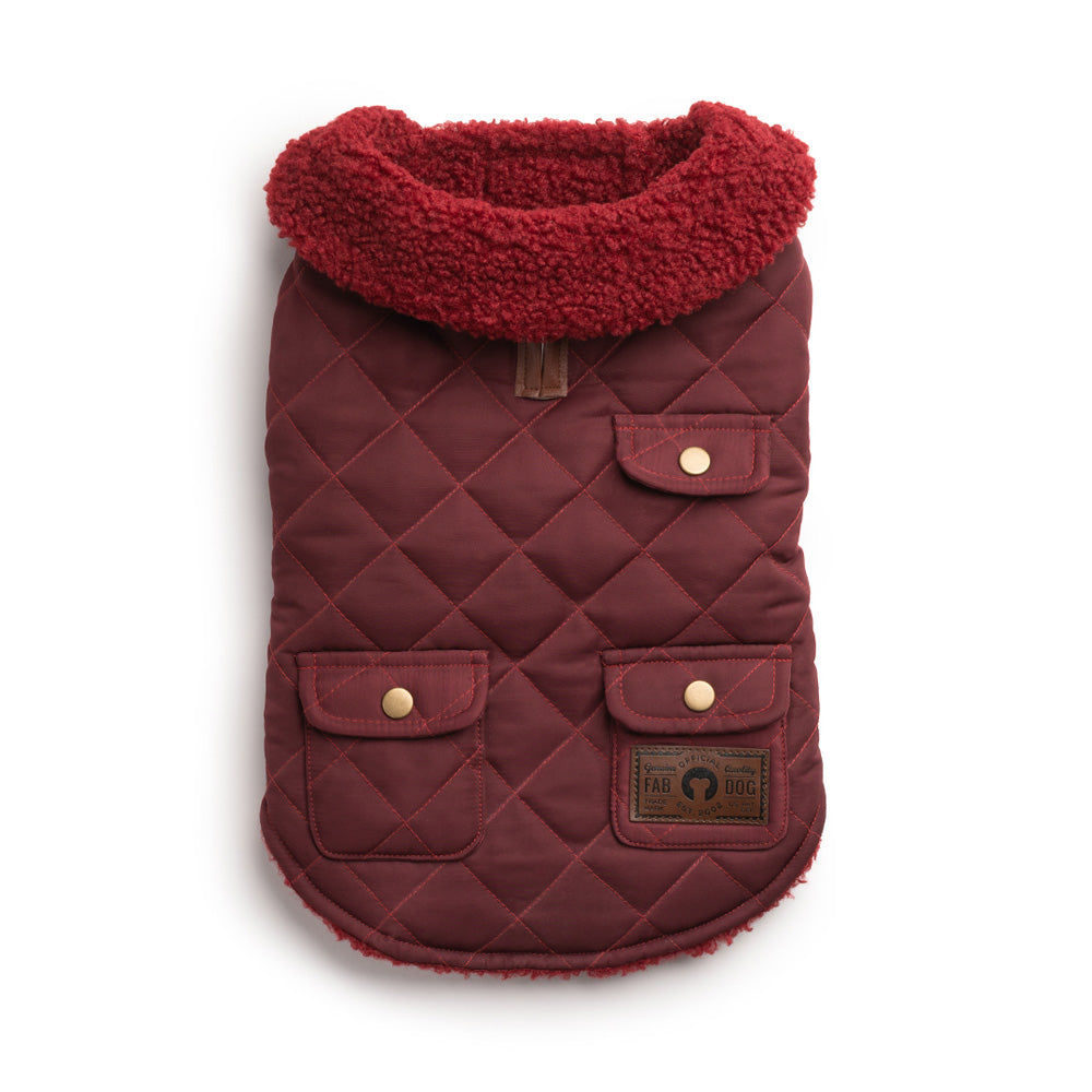 Burgundy Quilted Shearling Jacket