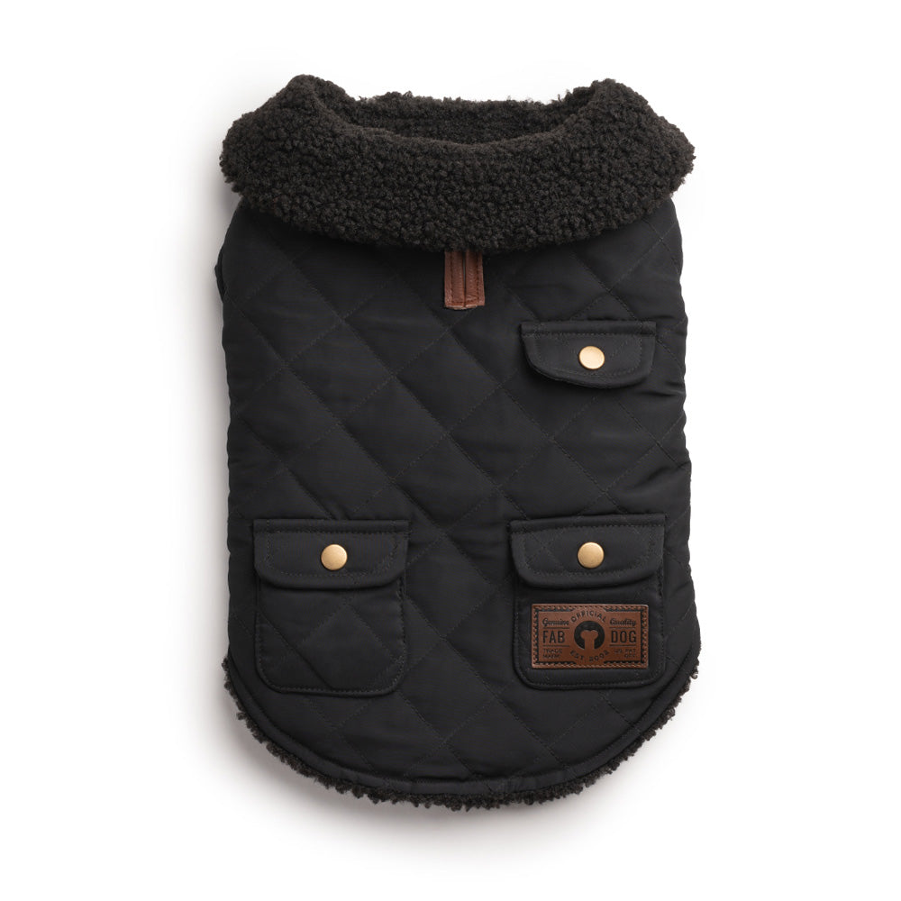 Black Quilted Shearling Jacket