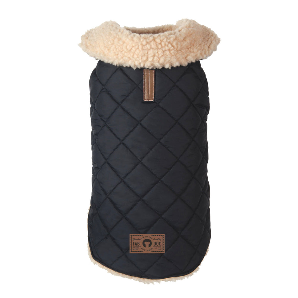 Black Quilted Shearling Dog Coat