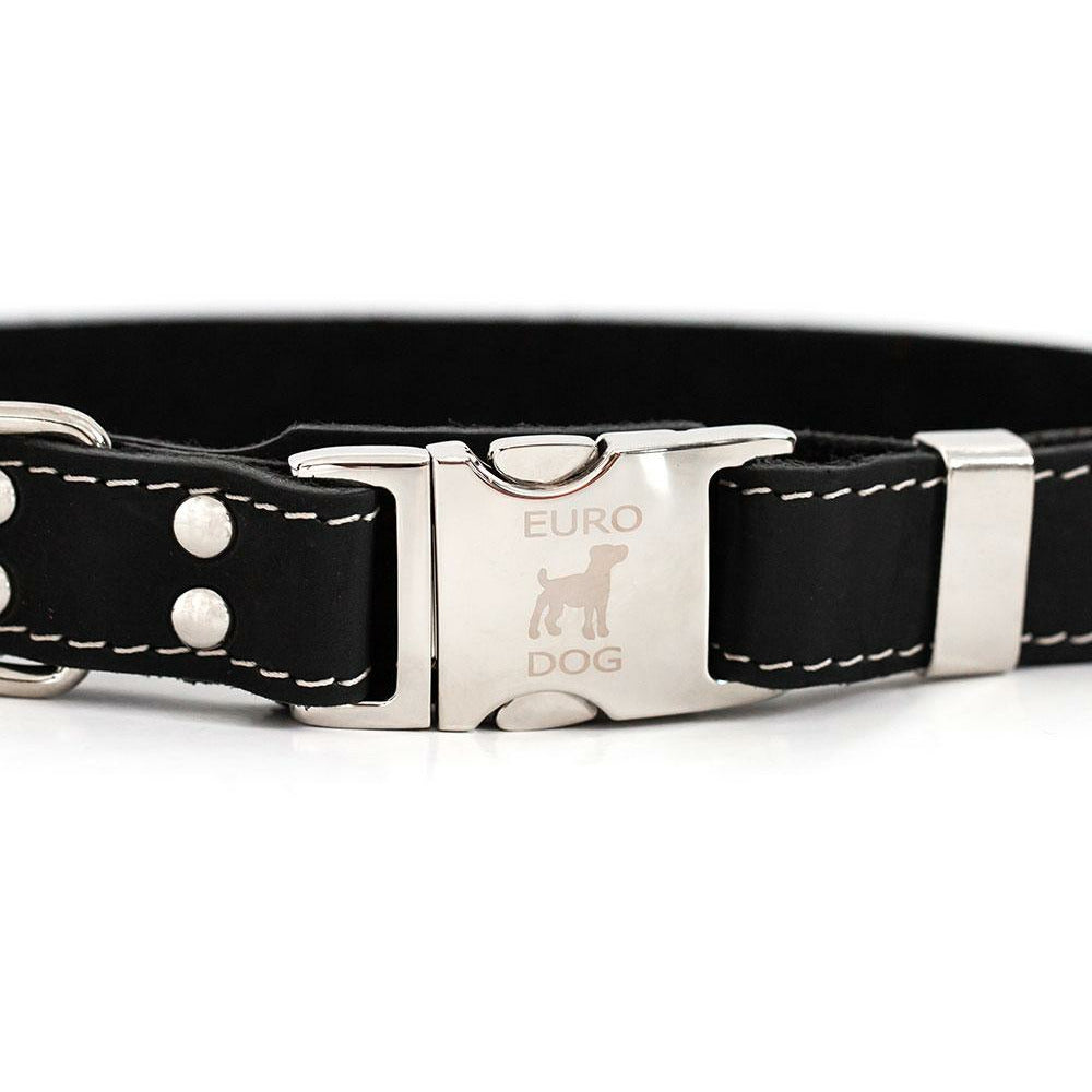 Black Quick Release Leather Collar