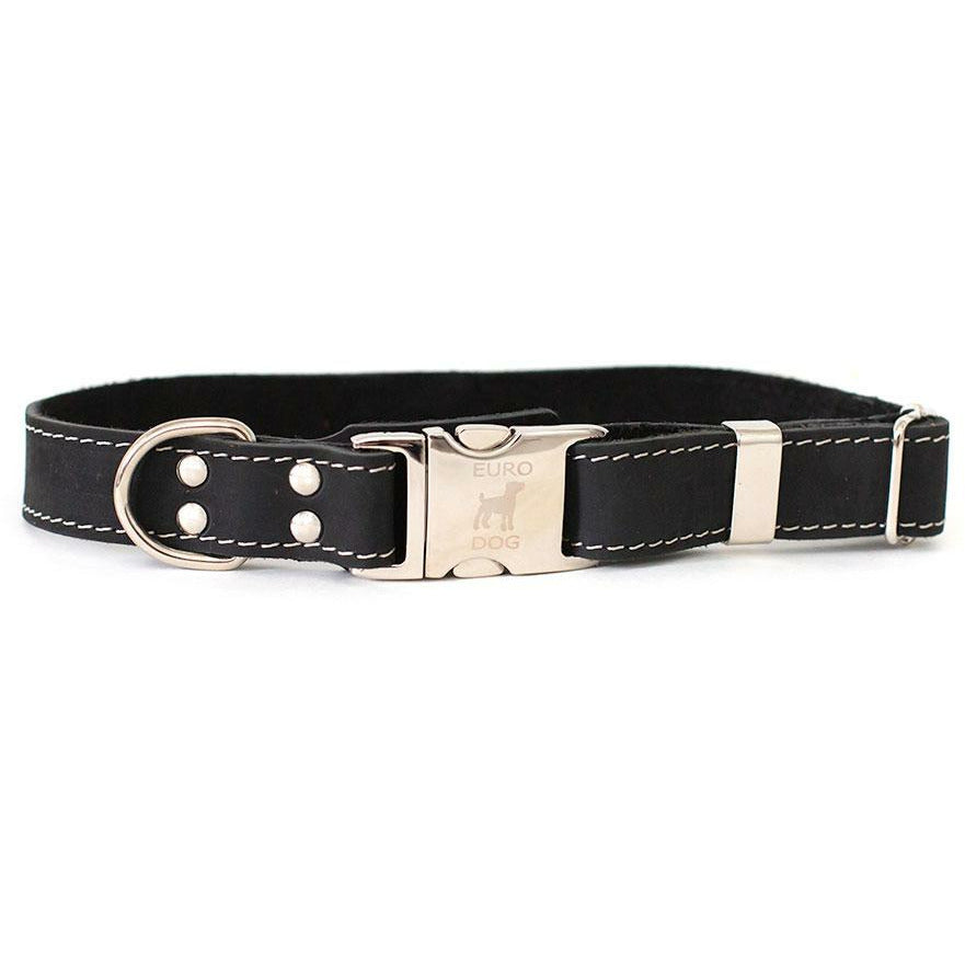 Black Quick Release Leather Collar
