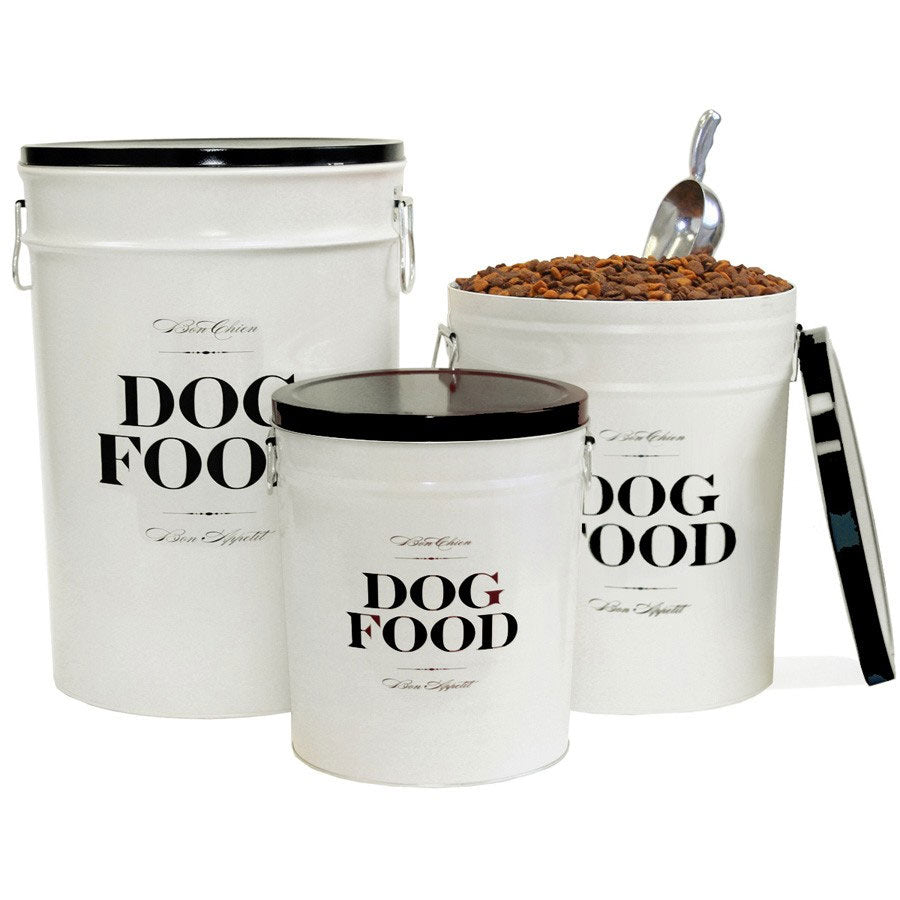 Dog Food Storage Canister Bon Chien (Black & White)